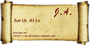 Jurik Aliz névjegykártya